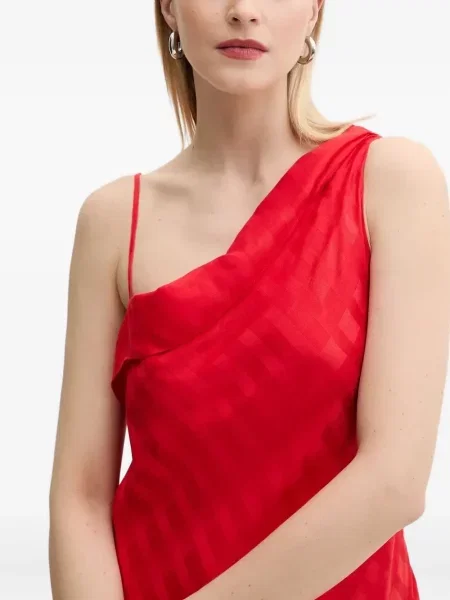 Rochie maxi Samsøe Samsøe cu volane de costum roșu