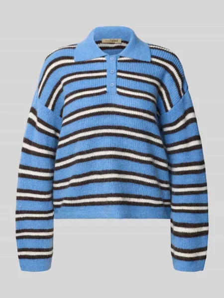 Sweter z dodatkiem wełny i krótką listwą guzikową Smith And Soul błękitny