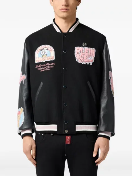 Geacă bomber Philipp Plein cu aplicații negru