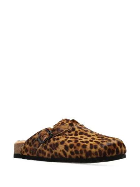 Papuci tip mules Scholl cu imagine cu model leopard maro