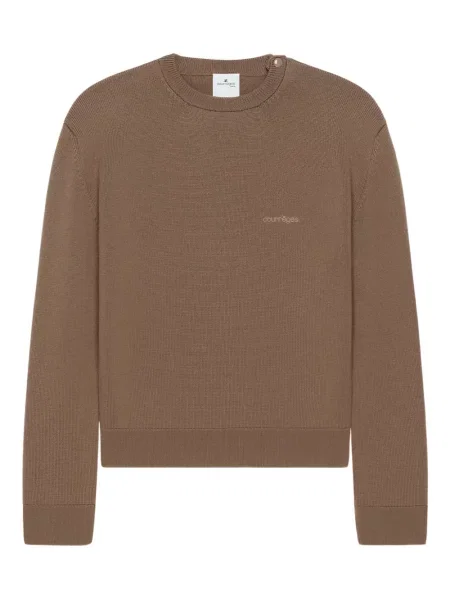 Hanorac crewneck Courreges cu broderie maro