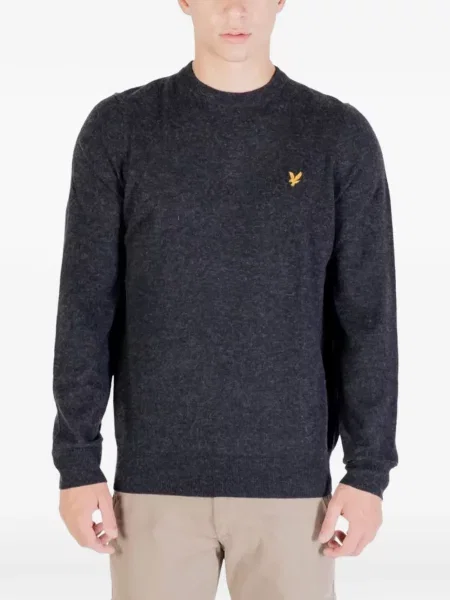 Pulover Lyle & Scott cu decolteu rotund cu autograf gri