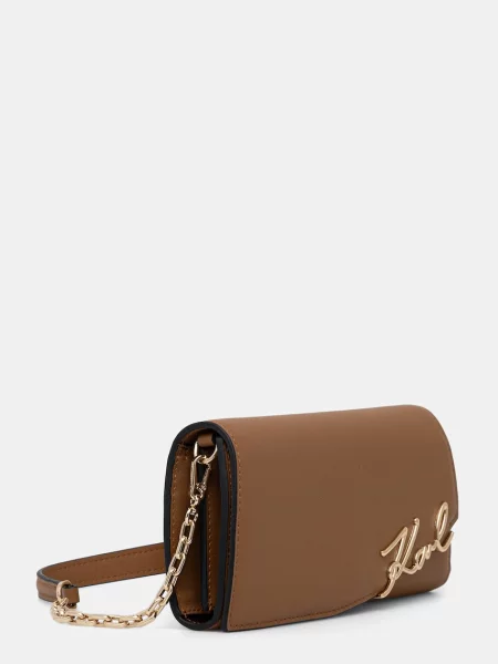 Karl Lagerfeld crossbody torbica usnjena K/SIGNATURE rjava