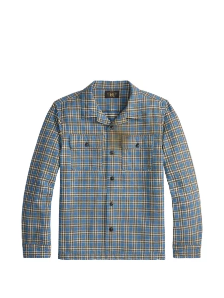 Cămașă Ralph Lauren Rrl în carouri albastru