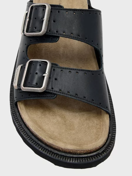 Кожаные шлепанцы Allsaints черные
