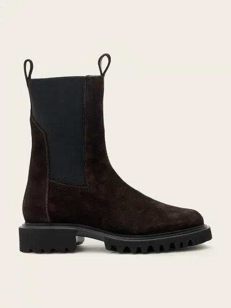 AllSaints kotníkové boty semišové Hallie Suede Boot hnědé