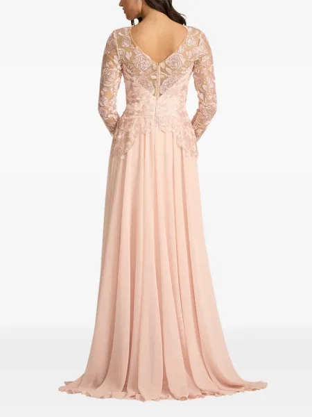 Rochie maxi Tadashi Shoji cu model floral lungă de costum roz