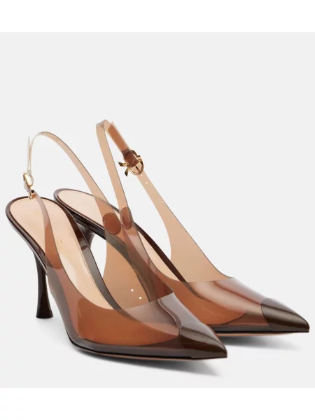 Pantofi cu toc Gianvito Rossi din piele slingback maro