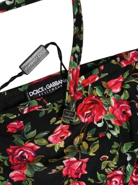 Virágos bikini Dolce & Gabbana nyomtatás nyakkendővel fekete