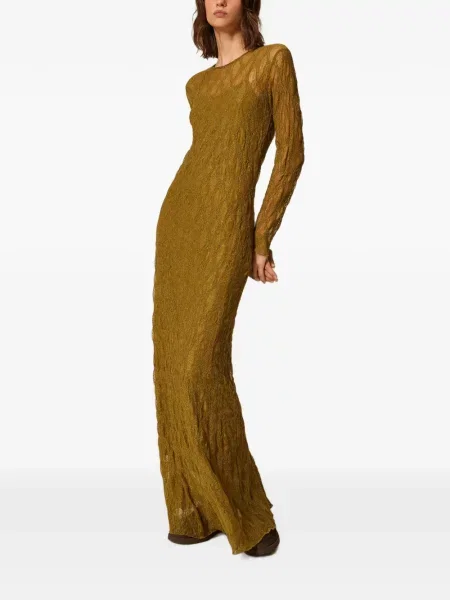 Lung rochie Twinset din dantelă verde