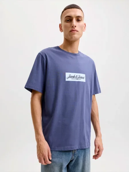 JACK & JONES Tricou JORNORREBRO mov închis alb