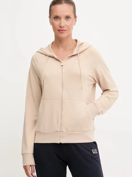 Emporio Armani bluza z kapturem gładka beżowy