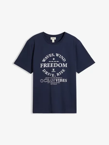 T-shirt z czystej bawełny organicznej niebieska