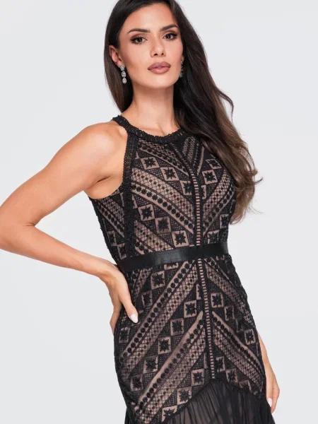 Rochie maxi Edoti cu broderie negru