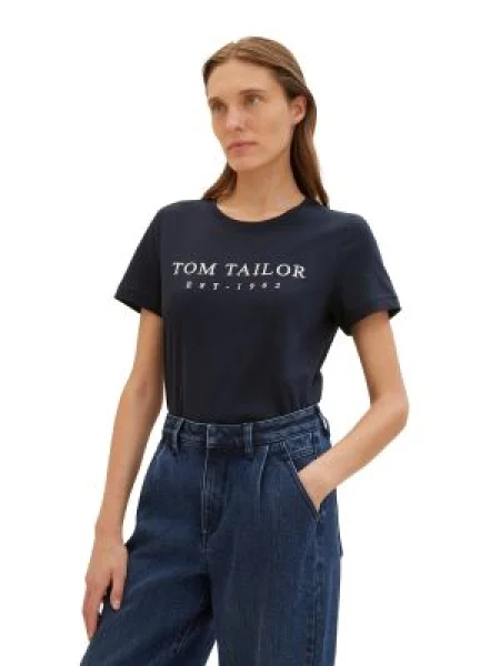 TOM TAILOR Tricou bleumarin alb
