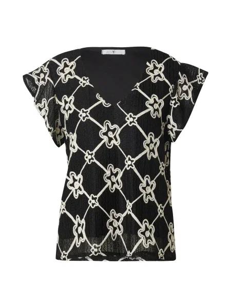 Hailys Bluză negru / lână alb