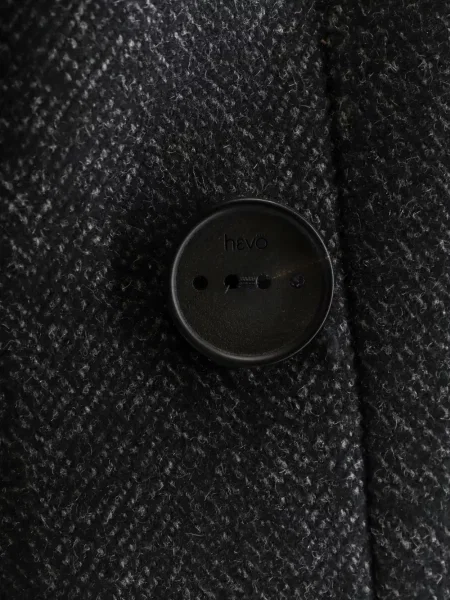 Palton Hevo cu model herringbone cu două rânduri de nasturi gri