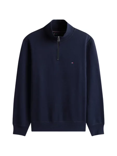 Hanorac cu fermoar Tommy Hilfiger cu broderie albastru