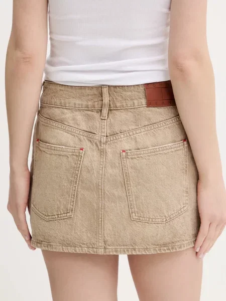 Džínová sukně Tommy Jeans mini béžová