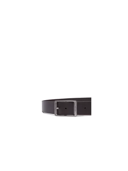 Pásek Calvin Klein Casual Round Buckle Tumbled Tmavě hnědá