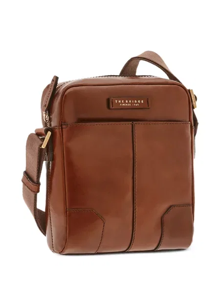 Geantă crossbody The Bridge din piele cu autograf maro