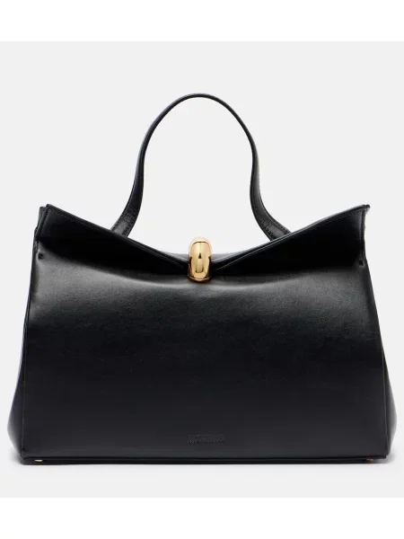 Top Jacquemus din piele negru