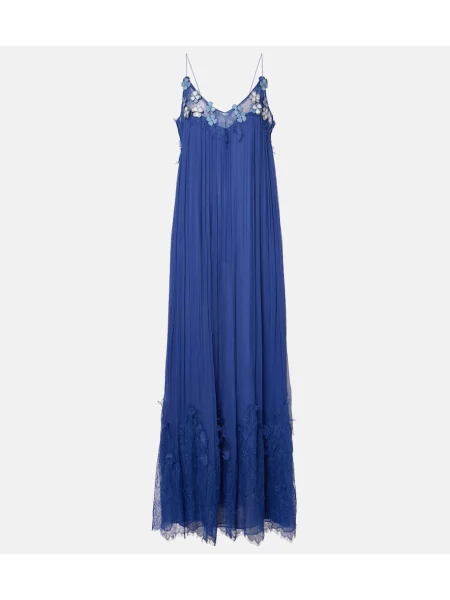 Rochie maxi Costarellos din șifon de costum albastru