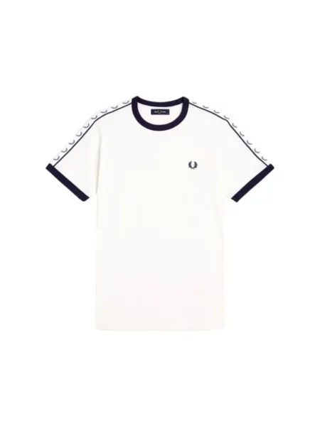 T-shirt FRED PERRY Taped Ringer T-shirt Snow White L biała