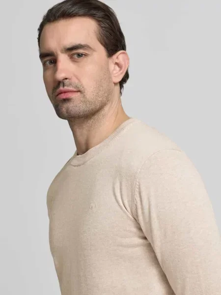 Regular Fit sweter dzianinowy z czystej bawełny Tom Tailor beżowy