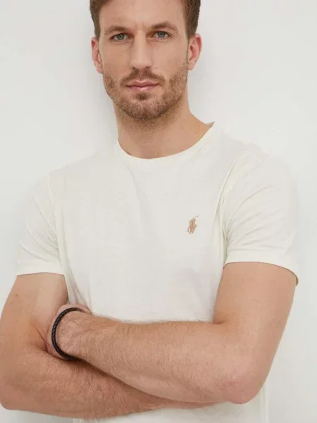 Тениска Polo Ralph Lauren с изчистен дизайн бежово