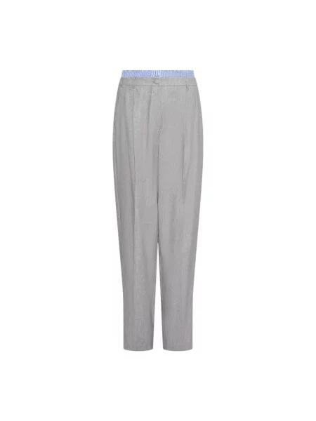 Marella spodnie lniane AUTOCAR fason cygaretki high waist szary