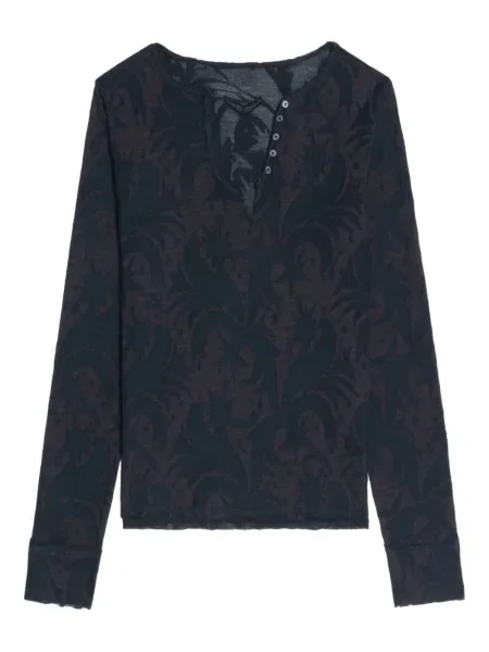 Bluză Zadig&voltaire cu guler henley albastru