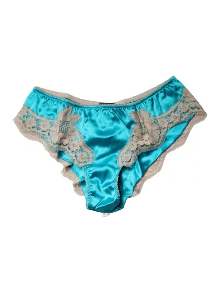 Satynowe majtki briefs Dolce And Gabbana w kwiatki niebieskie