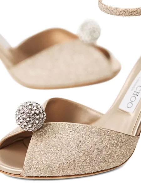 Sandale Jimmy Choo de cristal auriu
