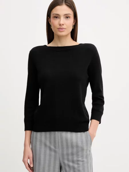 Bombažen pulover United Colors of Benetton črna