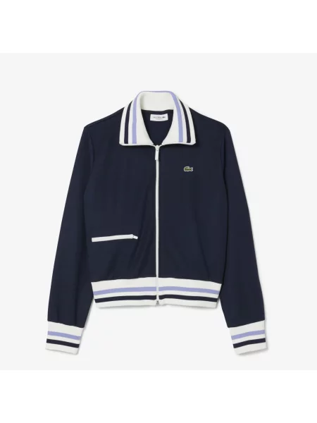 Lacoste Bluza Z Zamkiem I Ozdobnymi Paskami niebieska