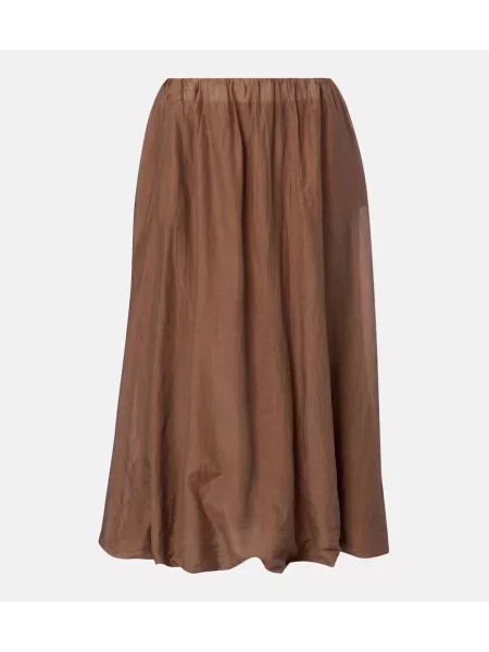 Fusta maxi Velvet de mătase maro