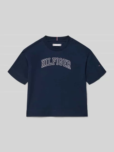 Męski t-shirt o kroju regular fit z czystej bawełny Tommy Hilfiger Teens granatowa