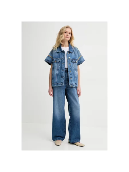 Sessun jeansy high waist niebieskie