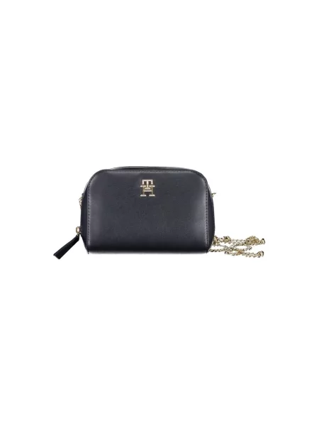 Lniana torebka crossbody Tommy Hilfiger niebieska