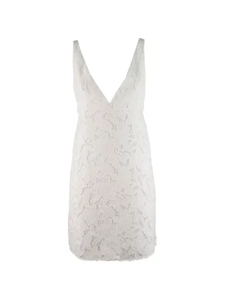 Rochie Michael Kors cu model floral cu decolteu în V din dantelă alb