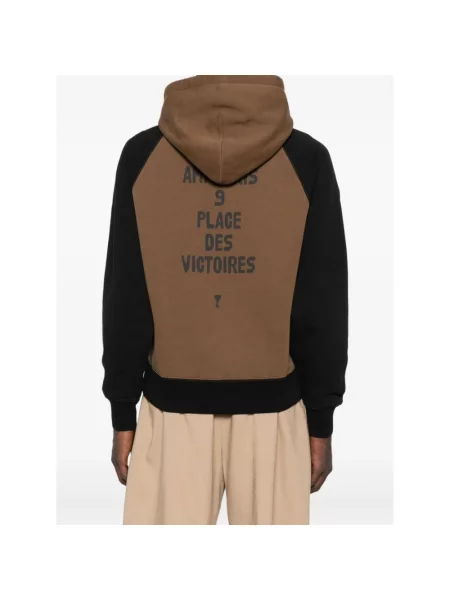 Bluza z kapturem Ami Paris z logo brązowa
