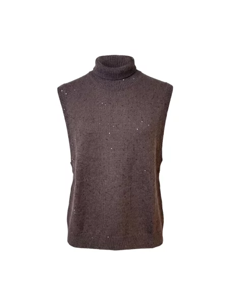 Sweter z golfem Brunello Cucinelli z kaszmiru brązowy