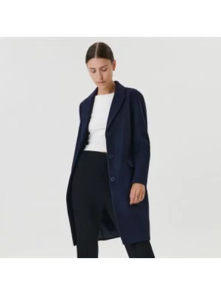 Sinsay Kabát ze směsi vlny Tmavomodrá