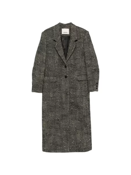 Palton Isabel Marant de lână cu model herringbone negru