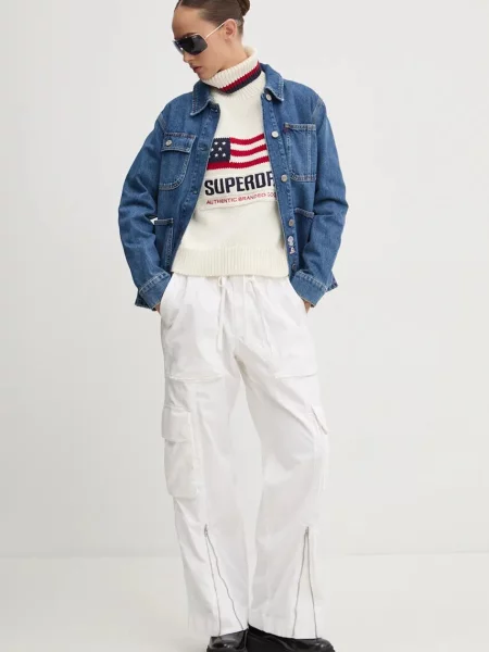 Abercrombie & Fitch spodnie szerokie high waist beżowy