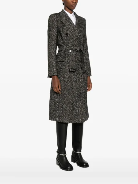 Palton Tagliatore cu model herringbone negru