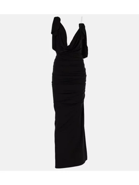 Rochie maxi The Attico din jerseu de costum negru