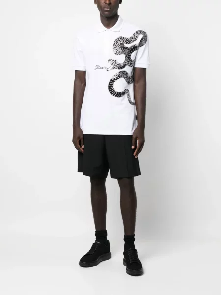 Gyvatės rašto polo marškinėliai Philipp Plein balta