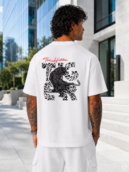 T-shirt z nadrukiem oversize Dstreet biały